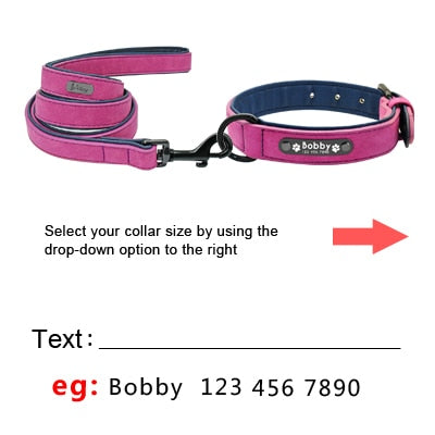 Leather Dog Collar Leash Set