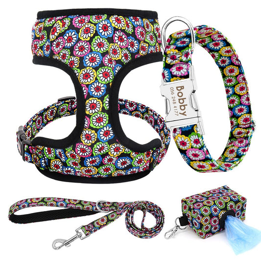 Red Collar Leash Harness Set