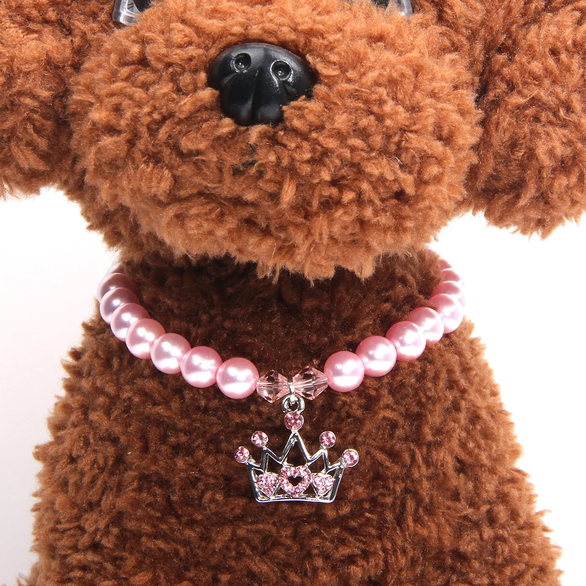 Princess Dog Cat Pearls Necklace Collar with Rhinestones Crown Charm Pet Puppy Jewelry Female Puppy Chihuahua Yorki