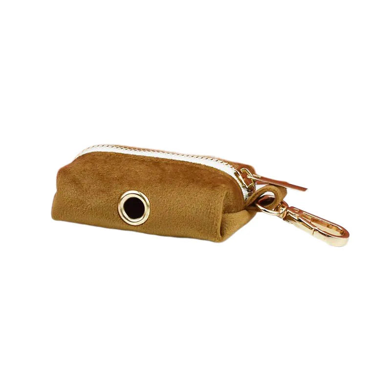 Light Coffee Color Velvet Dog Collar And Leash Set