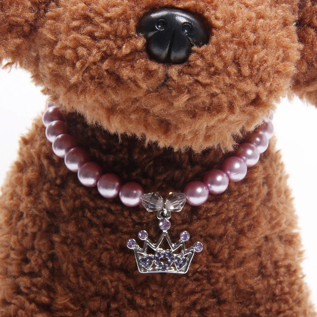 Princess Dog Cat Pearls Necklace Collar with Rhinestones Crown Charm Pet Puppy Jewelry Female Puppy Chihuahua Yorki